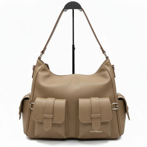 Borsa a sacco multi tasche firmato COCONUDA Colletion donna spalla a tracolla simil pelle