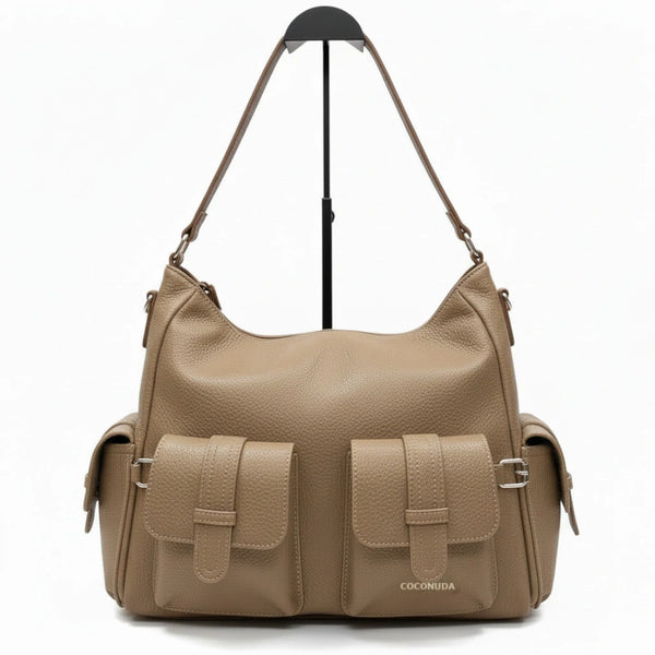 Borsa a sacco multi tasche firmato COCONUDA Colletion donna spalla a tracolla simil pelle