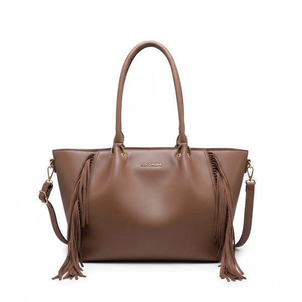 Borsa firmata COCONUDA Colletion donna spalla a tracolla simil pelle nuova shopping frange nappe