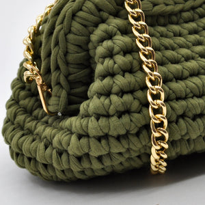 La Giusy - Borsa clutch bag firmata fatta a mano borsetta chiusura a molla uncinetto fettuccia