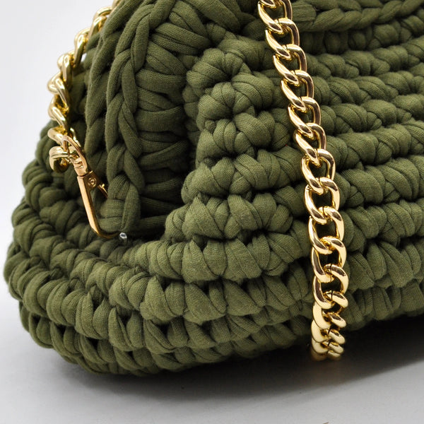 La Giusy - Borsa clutch bag firmata fatta a mano borsetta chiusura a molla uncinetto fettuccia