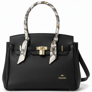 CHARRO - Borsa firmata a spalla Mano con Foulard e Lucchetto simil pelle martellata