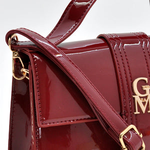 La Mattea - Borsetta firmata Gyoiamea simil pelle lucida vernice tracolla elegante casual