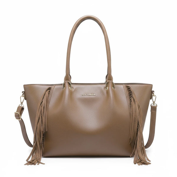 Borsa firmata COCONUDA Colletion donna spalla a tracolla simil pelle nuova shopping frange nappe