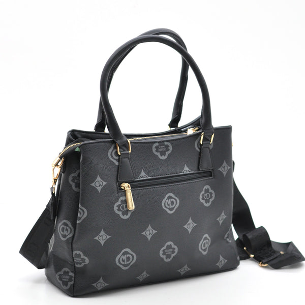 Borsa tote shopping firmata COVERI WORLD a tracolla elegante casual simil pelle logo fantasia