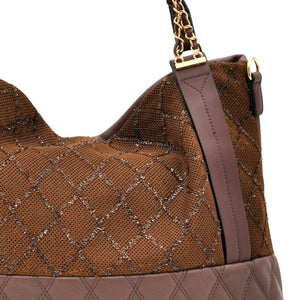 CHARRO - Borsa morbida a sacco hobo capiente unica tinta nuovo shopping manici a catena trapuntata