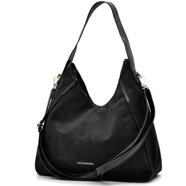 Borsa sacco hobo COCONUDA donna spalla a tracolla simil pelle scamosciata camoscio