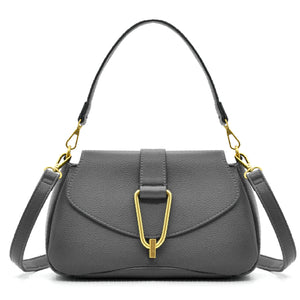 YYcoveri Borsa firmata a mano e tracolla 2 in 1 –_ mezzaluna con chiusura dorata simil pelle martellata