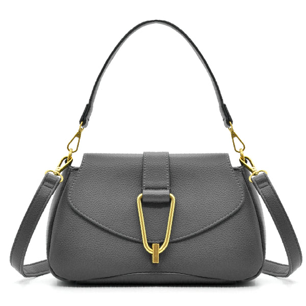 YYcoveri Borsa firmata a mano e tracolla 2 in 1 –_ mezzaluna con chiusura dorata simil pelle martellata