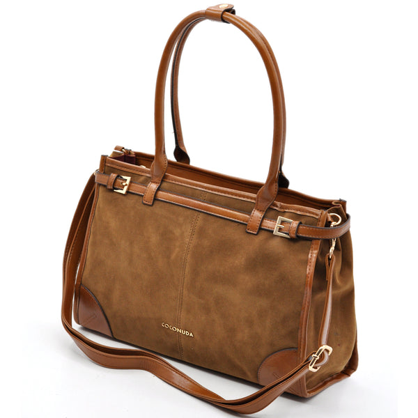 Borsa bauletto firmato COCONUDA donna spalla a tracolla simil pelle effetto camoscio scamosciata vintage