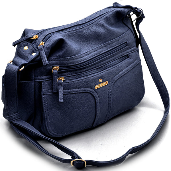 Borsa firmata B.Cavalli 2025 multi tasche donna logo zip tracolla unica tinta nuova