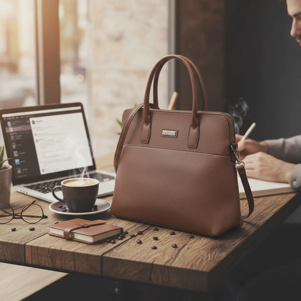 CHARRO - Borsa shopping a spalla grande tracolla casual simil pelle venata ufficio