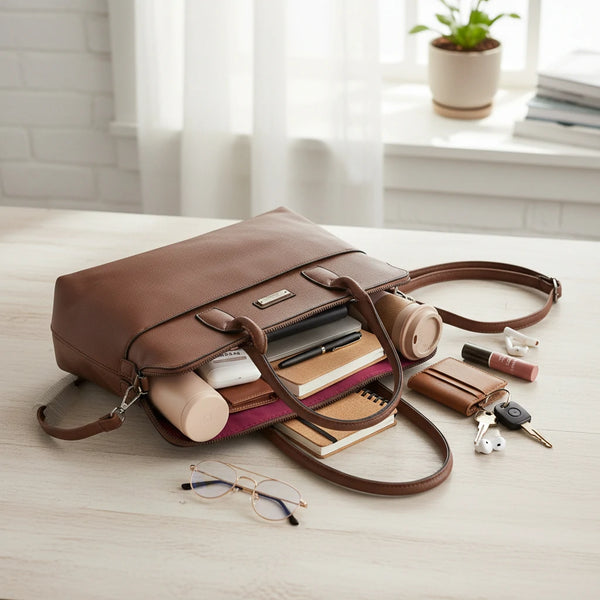 CHARRO - Borsa shopping a spalla grande tracolla casual simil pelle venata ufficio