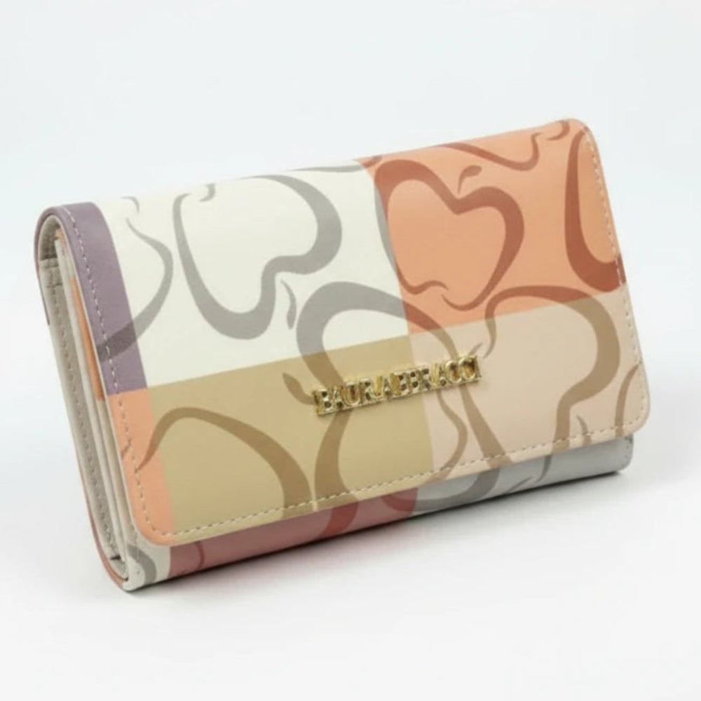 Portafoglio firmato Baci&Abbracci multitasche fantasia logo impermeabile zip carte banconote