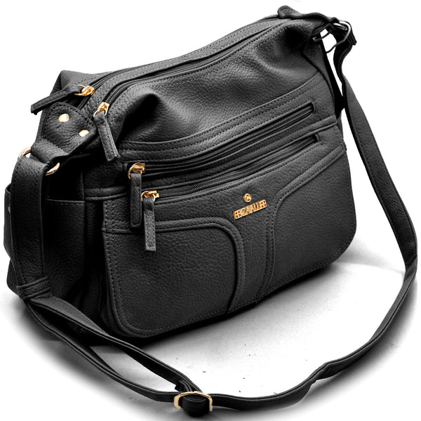 Borsa firmata B.Cavalli 2025 multi tasche donna logo zip tracolla unica tinta nuova