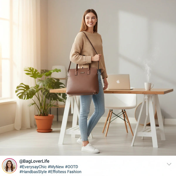 CHARRO - Borsa shopping a spalla grande tracolla casual simil pelle venata ufficio