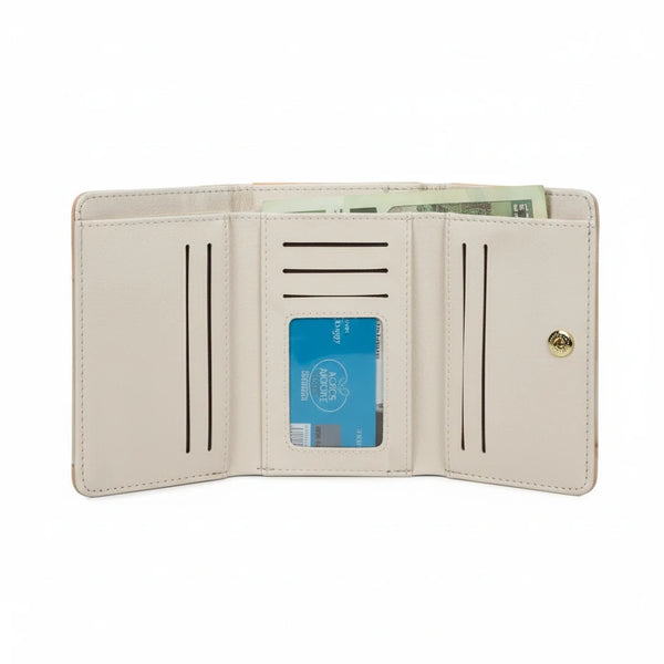 Portafoglio firmato Baci&Abbracci multitasche fantasia logo impermeabile zip carte banconote