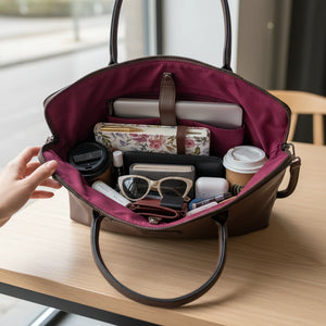 CHARRO - Borsa shopping a spalla grande tracolla casual simil pelle venata ufficio