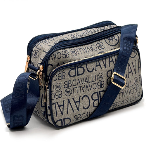Borsa firmata B. Cavalli logata borsetta donna logo zip tracolla fantasia multi tasche