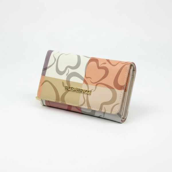 Portafoglio firmato Baci&Abbracci multitasche fantasia logo impermeabile zip carte banconote