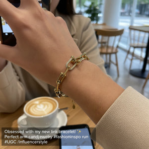 Bracciale a Maglia Urban Link con Chiusura Gioiello e Zirconi regolabile