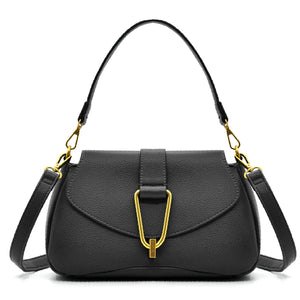 YYcoveri Borsa firmata a mano e tracolla 2 in 1 –_ mezzaluna con chiusura dorata simil pelle martellata