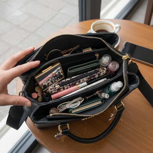 Borsa tote shopping firmata COVERI WORLD a tracolla elegante casual simil pelle logo fantasia