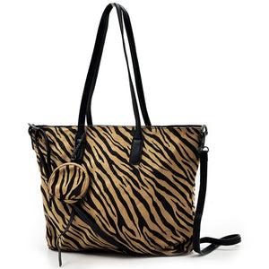 Borsa donna shopping fantasia leopardata tigrata animalier sportiva capiente new