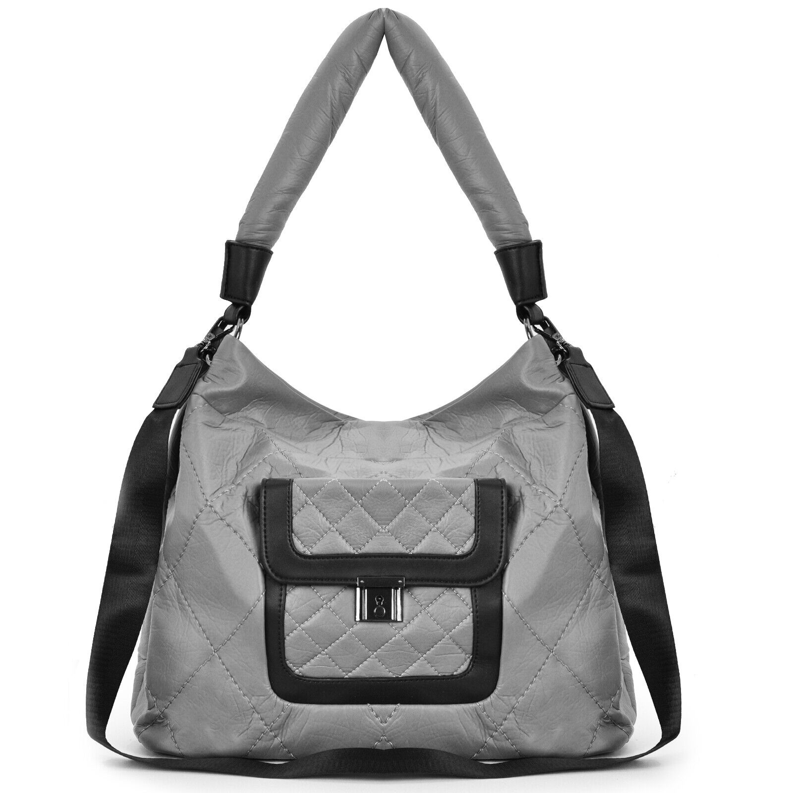 Gyoiamea borsa donna sacco hobo pelle grande trapuntata spalla zip monomanico