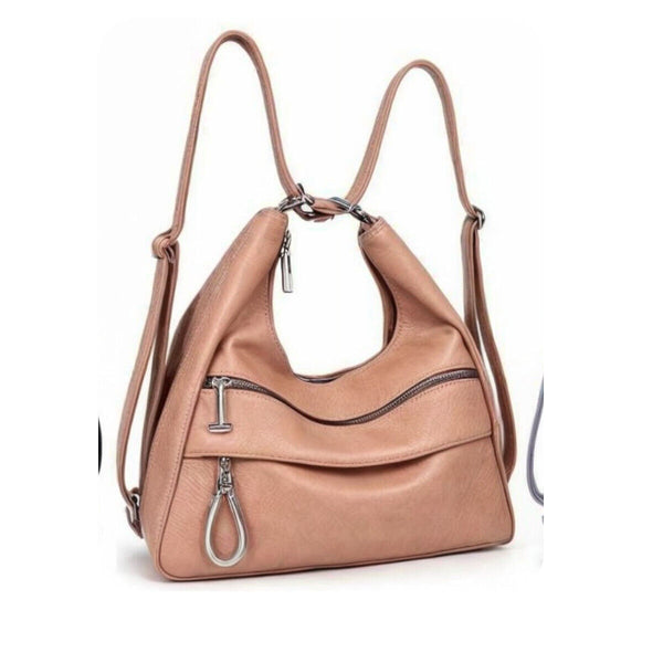 Borsa zaino 2in1 similpelle sportiva morbida sacco passeggio giornaliera morbida
