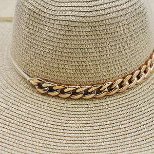 Cappello DIVA1 in paglia donna modello panama Floppy Hat morbido catena Boater