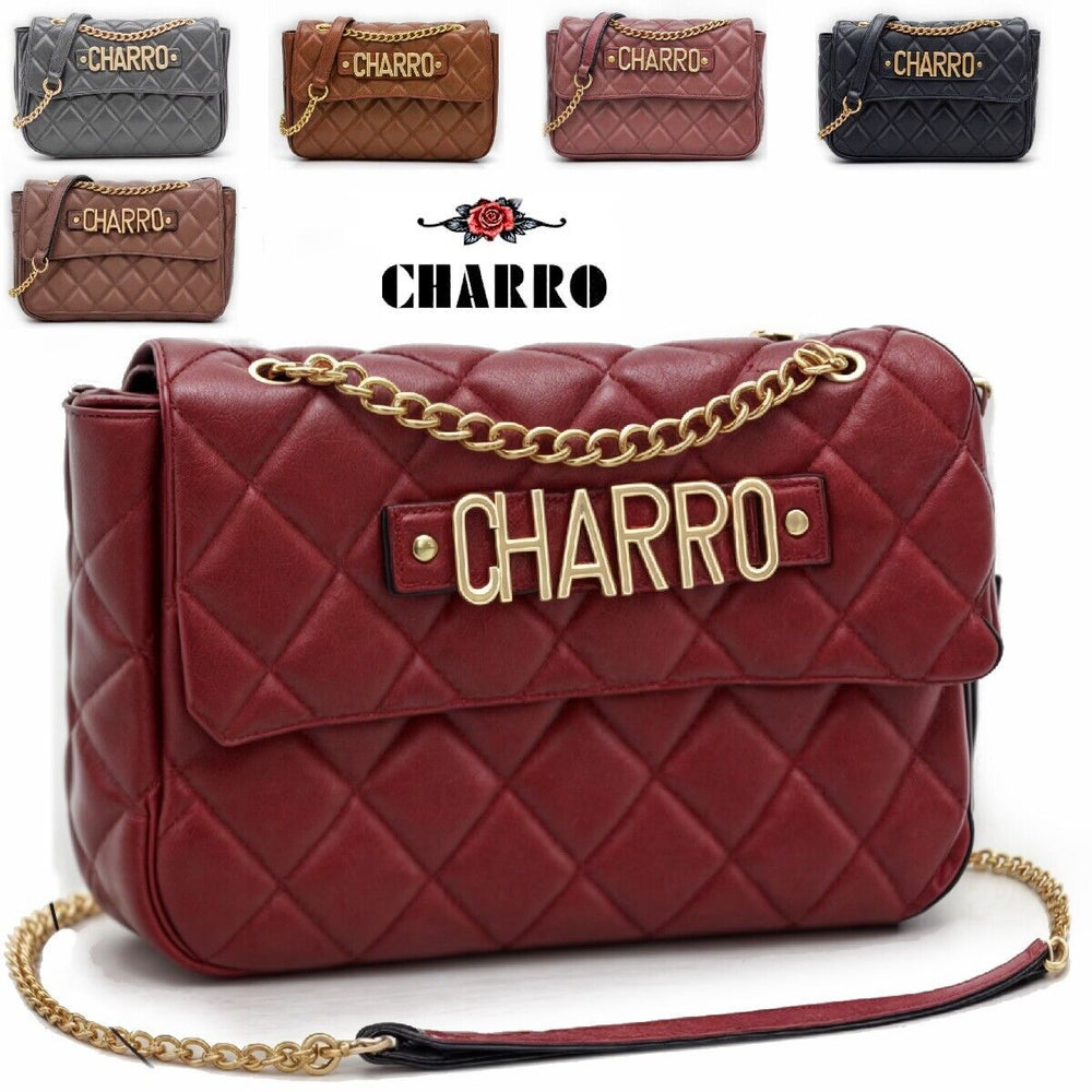 Borsa firmata CHARRO borsetta rossa donna logo zip tracolla trapuntata piccola