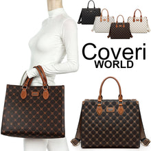 Carica l&#39;immagine nel visualizzatore di Gallery, Borsa COVERI bauletto multi tasche firmata fantasia logo spalla donna pelle MODA