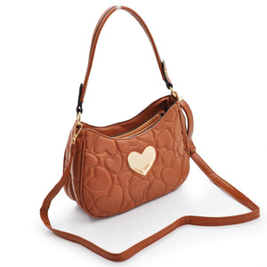 Borsa borsetta donna tracolla spalla trapuntata con cuore Catene Pelle romantica