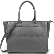 Carica l&#39;immagine nel visualizzatore di Gallery, Borsa donna scritta logo COVERI ECO pelle venata capiente shopping tote shopper