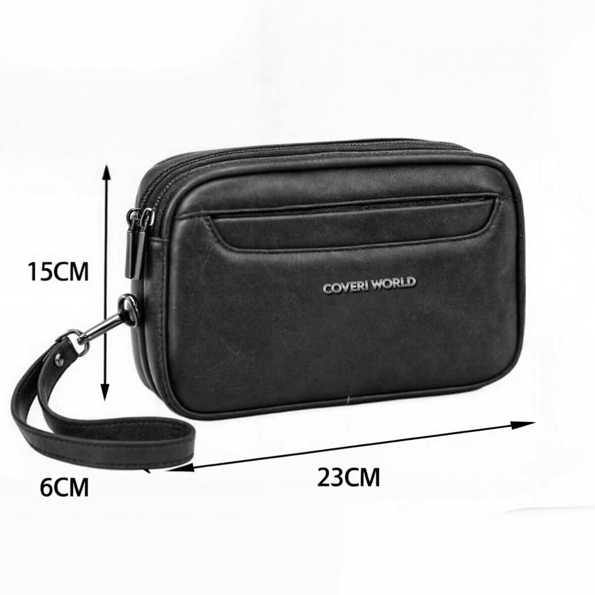 COVERI firmata pelle venata uomo 2in1 Pelle multitasche Pochette a Mano Da Polso