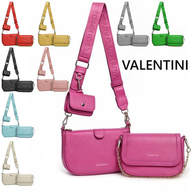 set 3 in 1 Borsa piccola + pochette + portamonete firmata VALENTINI borsetta