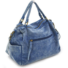 Carica l&#39;immagine nel visualizzatore di Gallery, Borsa bauletto tasche moda donna firmata GM jeans baule jeansato denim moda nero