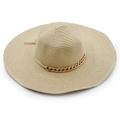 Cappello DIVA1 in paglia donna modello panama Floppy Hat morbido catena Boater