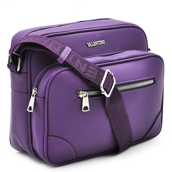 Borsa tracolla giornaliera Valentini casual grande capiente multi tasche viola