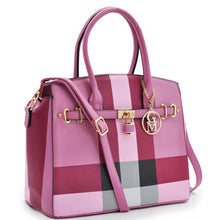 Carica l&#39;immagine nel visualizzatore di Gallery, Borsa bauletto donna fantasia tartan check casual lucchetto tracolla rigida