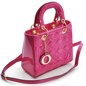 Gyoiamea Borsa donna bauletto baule pelle vernice rigida trapuntata tracolla