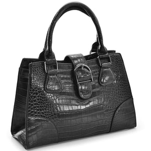 Borsa bauletto pitonata ricamata capiente donna tracolla rigida elegante nuova