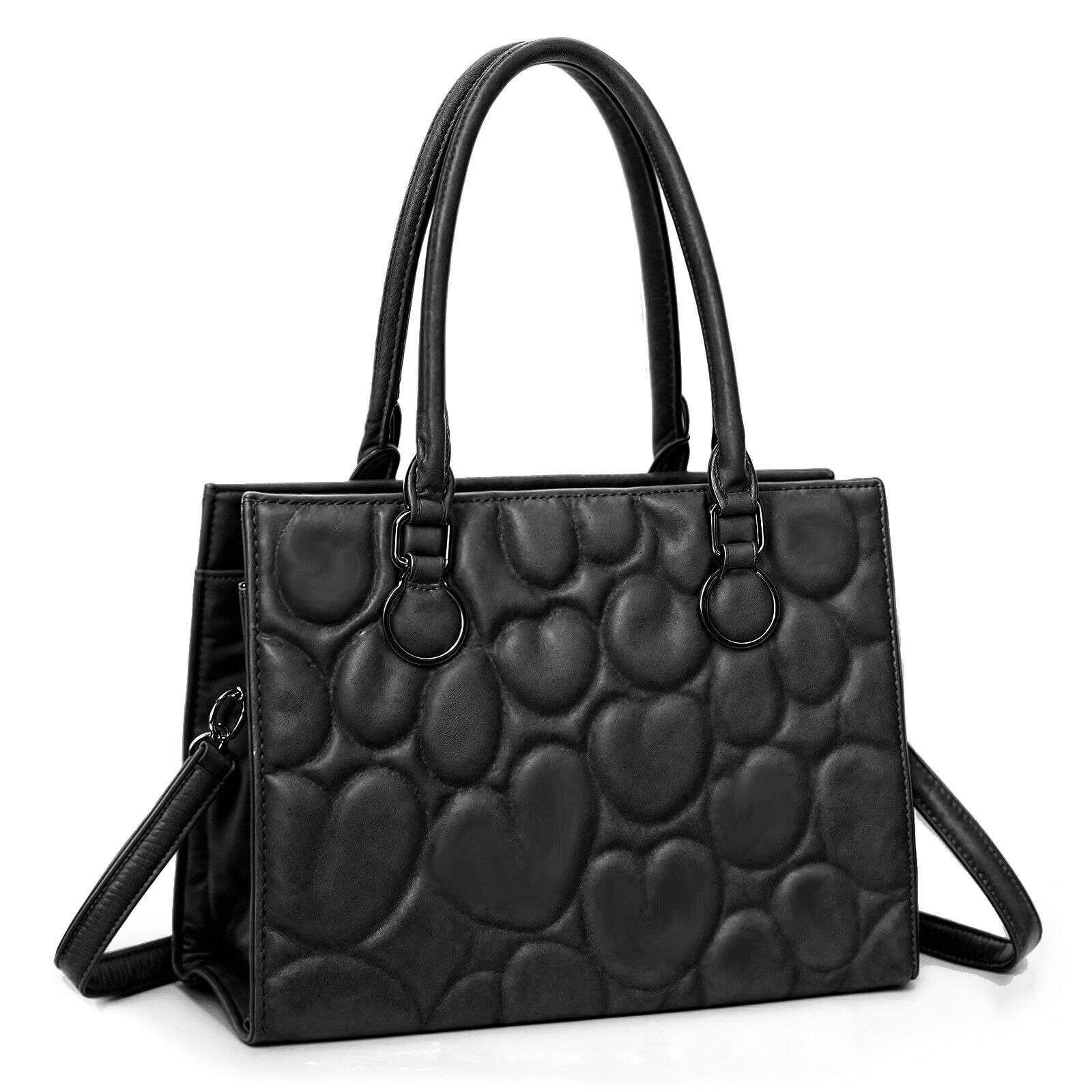 Borsa donna Gyoiamea pelle bauletto rigida baule shopper pelle trapuntata cuori