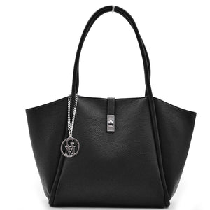 Borsa + borsetta firmata GM donna shopping unica tinta eco pelle grande cerniera