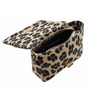 Borsetta borsa tracolla a mano donna VERA PELLE CAMOSCIO animalier maculata oro