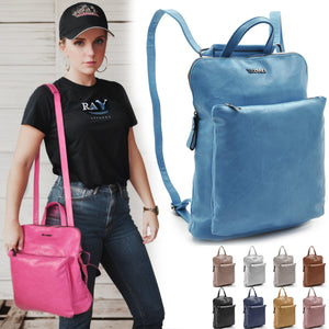 COVERI 2in1 borsa zaino pelle donna sportivo tante zip cuoio casual passeggio