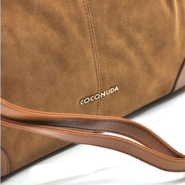 Borsa bauletto firmato COCONUDA donna spalla a tracolla simil pelle effetto camoscio scamosciata vintage