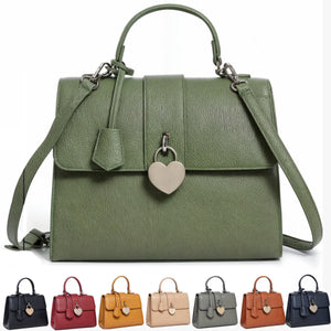 GM Borsa cuore donna bauletto baule pelle rigida piccola verde signora elegante