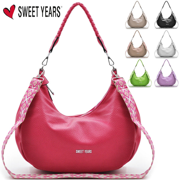 Borsa Sweat years donna pelle secchio hobo capiente sacco trapuntata comoda rosa